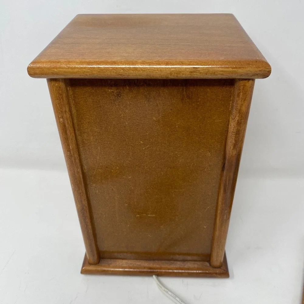 Vintage Handmade Wood Table Night Light w 4 Interchangeable Carved Front Panels